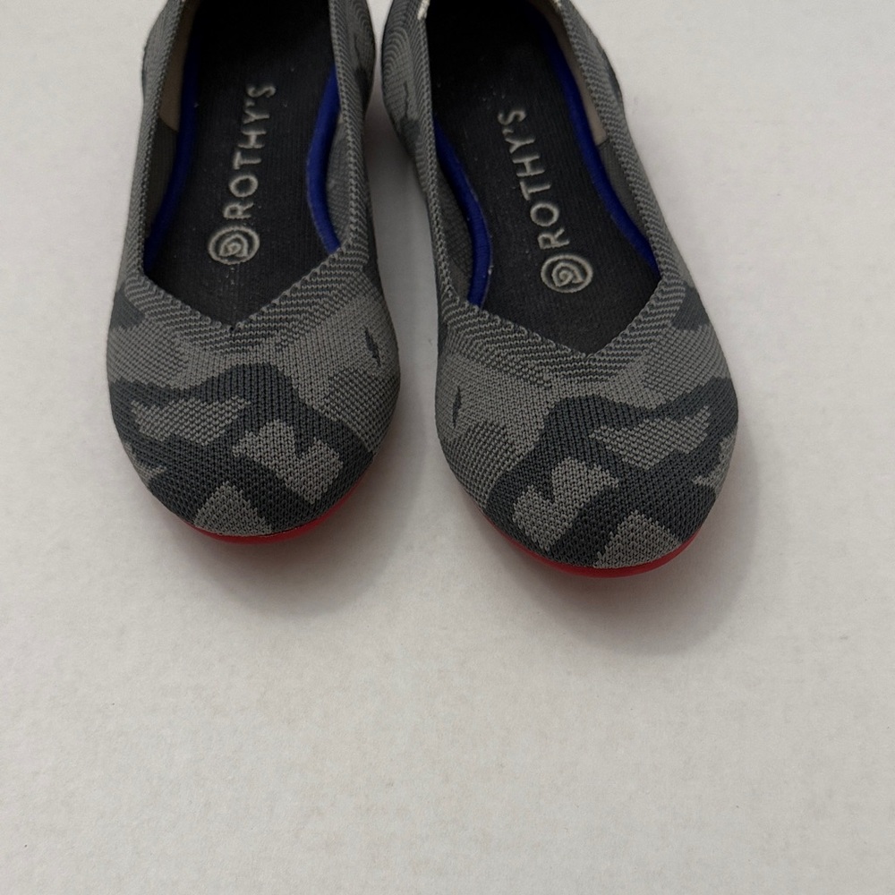 Rothy's Gray Camouflage Knit Ballet Flats with Red Soles - Picture 2 of 5